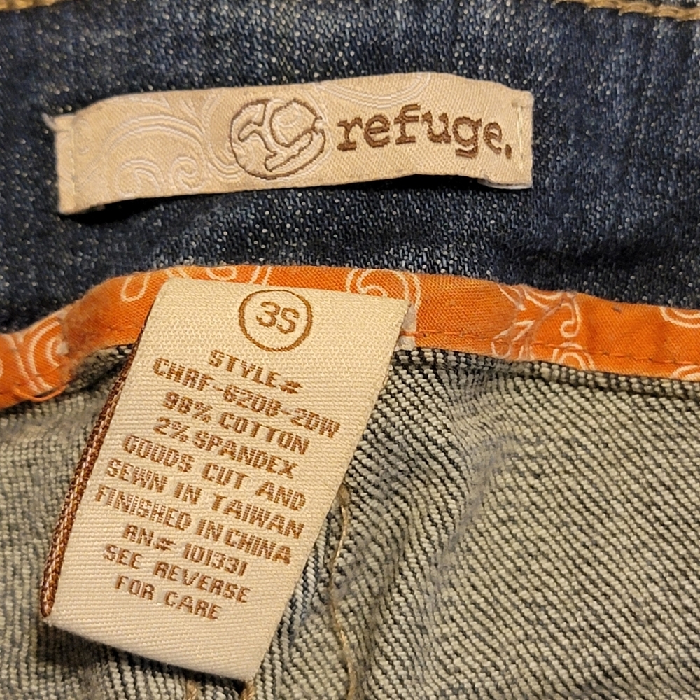 Refuge Womens Jeans Blue Denim Slim Bootcut Low Rise Distressed Size 3 Short - Picture 6 of 6